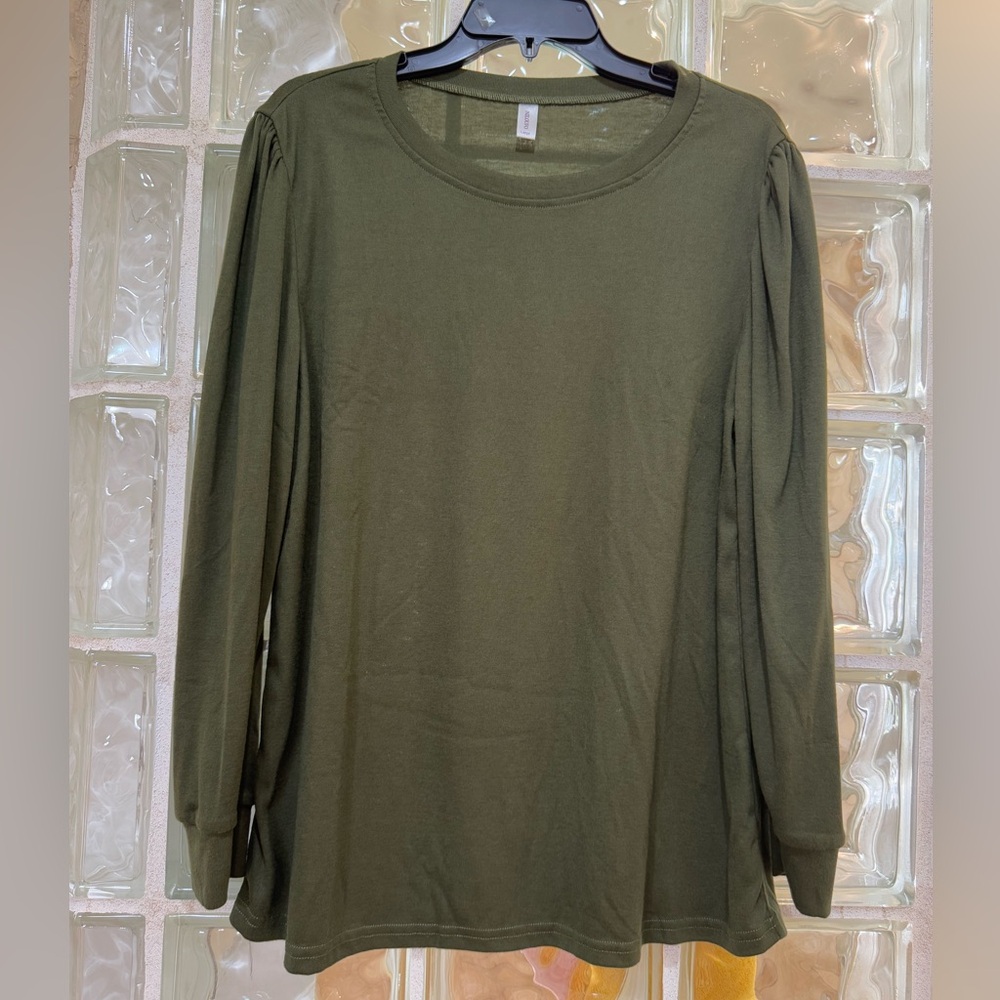 Elegant Olive Long Sleeve Women's Top